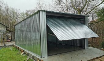 Pozinkovaná plechová garáž 4×6 m – výklopná brána - 5