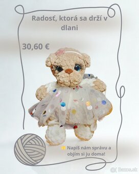 Ručne háčkovaný plyšový medvedík – Princezná (20 cm) - 5