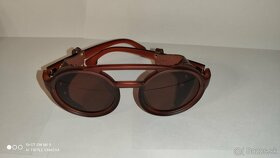 luxusne slnecne okuliare s koženymi bočnicami hnede - 5