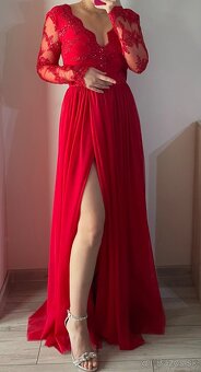 Červené spoločenské šaty 36/S - 5