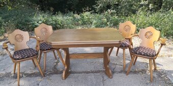 Masívny rozkladací stôl+4 stoličky - 5