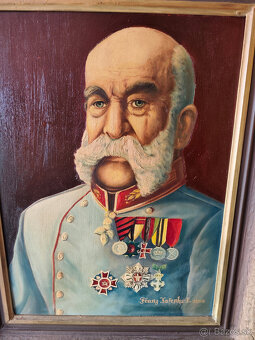 Stary original malovany obraz Franc Josefa I 1892 - 5