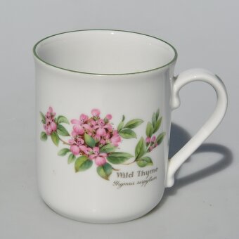 Nádherná bylinková porcelánová sada, . čajník + trojset + - 5