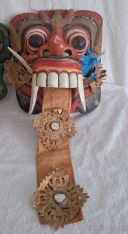 3 ručne tesané masky Barong a ceremoniálna maska (Bali) - 5