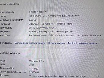 Mini počítač Dell.Intel i3-6100T 2x3,20GHz.240G SSD.8gb ram - 5