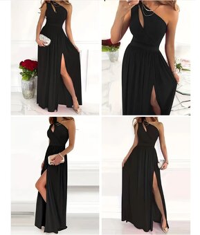 Čierne šaty na jedno rameno s opaskom, veľkosť M - 5