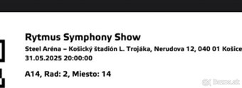 Rytmus - Symphony Show, Na predaj 4 lístkySektor:A14 Rad: 2 - 5