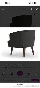 Zamatove antracit cierne kreslo Avron - 5