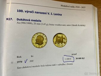 PREDAJ zlatá minca LENIN dukát 1970 VZÁCNA medaila - 5