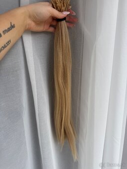PREDÁM ŽIVÉ VLASY BLOND 55cm 160 prameňov - 5