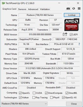 Predám grafickú kartu SAPPHIRE Radeon RX 460 2GB - 5