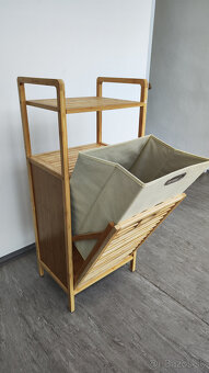 Bambusová polica s košom na prádlo - 5