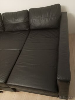 Ikea Friheten - čierna koženka, rohová pohovka - 5