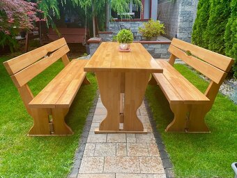 Masívny Dubový set srôl a dve lavice dĺžka 2m - 5