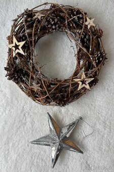 PRírodNý VIANOČNý VENIEC(handmade) + strieborná 3D hviezda - 5