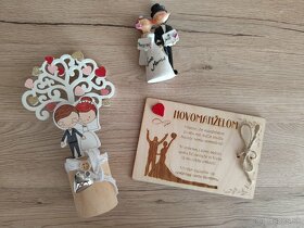 Darčeky pre novomanželov - sošky, drevené prianie - 5