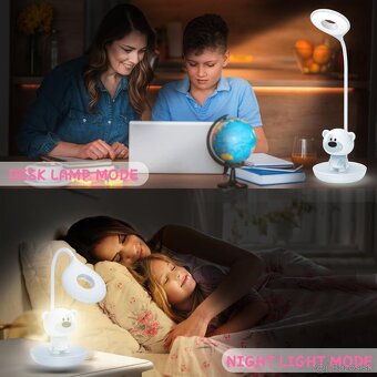 LED lampa na čítanie MARZIUS, dizajn roztomilého medvedíka, - 5