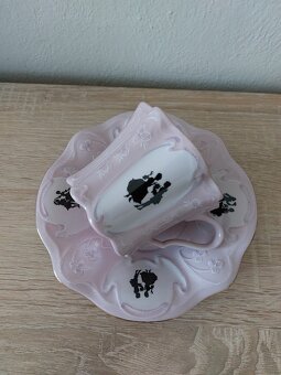 Ruzovy porcelam H&C - salka s podsalkou - 5