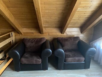 Sedačka koža/textil + 2 kreslá - 5