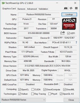 Predám grafickú kartu SAPPHIRE Pulse Radeon RX 550 4GB - 5