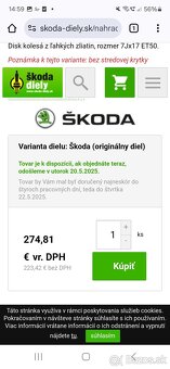 5x112 r17 alu disky oriinal Škoda - 5