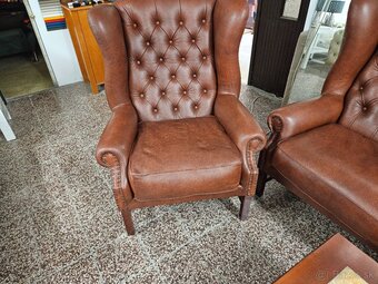 CHESTERFIELD ŠTÝL-WINGBACK-KOŽENÁ SEDAČKA - 5