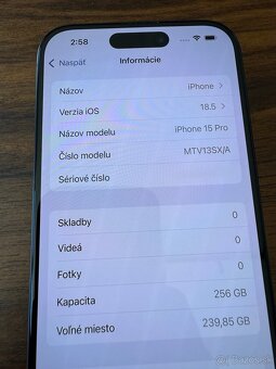 Predám iPhone 15 Pro 256 GB Titanium Black – TOP stav - 5
