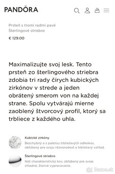 Prsteň PANDORA s tromi radmi pavé / striebro nový - 5