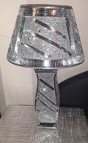 Strieborné zrkadlové stolové lampy s kryštáľmi, vzor Versace - 5
