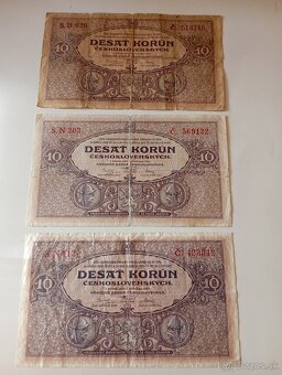 BANKOVKY 10 KČS 1927, RŮZNÉ SÉRIE, VŠE NEPERFOROVANÉ - 5