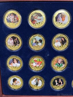 Zaujímavé zbierky medailí pozlatené Zlato Au 999 + swarovsky - 5