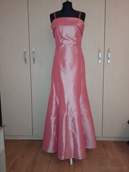 Krásne dlhé broskyňovo - ružové spoločenské šaty - 5