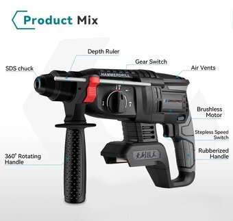 Kvalitná MAKITA Náhrada AKU Vŕtacie Kladivo DrillPro + Batt. - 5