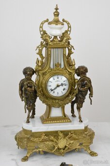 Starožitné krbové hodiny FHS s kentaury+svícny XXL - 5