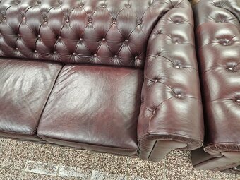 CHESTERFIELD ŠTÝL KOŽENÁ 3+1+1,TMAVOBORDOVÁ - 5