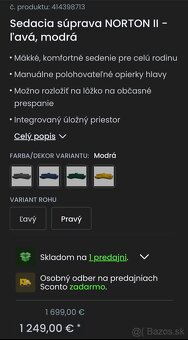 Sedacia súprava NORTON II - ľavá, modrá - 5