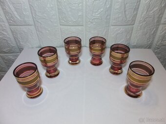 Luxusní karafa+6 skleniček, bohatá malba zlatem, zn. Bohemia - 5