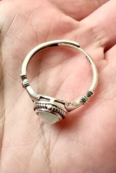 Nový strieborný vintage prsteň s opálom - 5