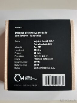 Strieborná päťuncová medaila Jan Saudek - Tanečnica - 5