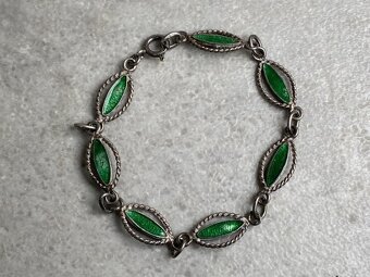 Strieborný náramok so zelenými kameňmi ,ag 925 - 5