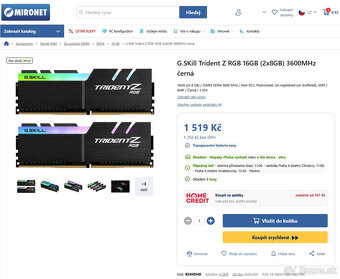 Herné G.SKill Trident Z RGB 16GB (2x8GB) 3600MHz - 5