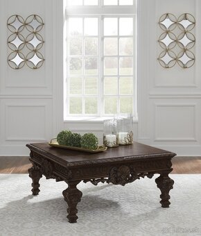 Luxusná celokožená sedačka so stolíkmi - 5