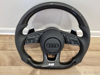 AUDI VOLANT KARBONOVY ZKOSENY s airbagom a RS padlami - 5