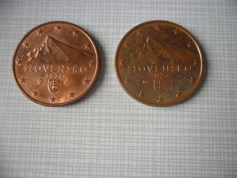 Slovenské euromince - 5 cent, 20 cent, 2 euro - 5