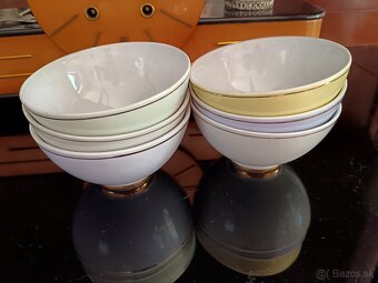 Porcelán Farebné šálky, trojsety, Rubinove sklo - 5