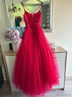 Červené spoločenské šaty 38/M - 5