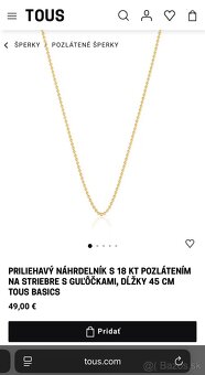 Náhrdelník TOUS s 18 KT pozlátením + prívesok TOUS s 18k ruž - 5