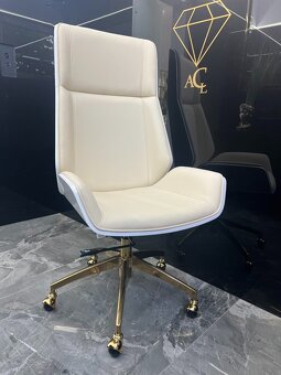 NOVÁ kancelárska stolička béžovo-zlatá Luxury Premium POHODL - 5