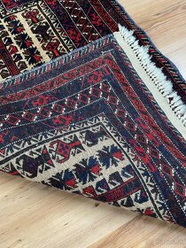Ručne viazaný vintage vlnený koberec, top stav, 150x87 - 5