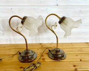 Staré mosazné párové stolní lampy - 5